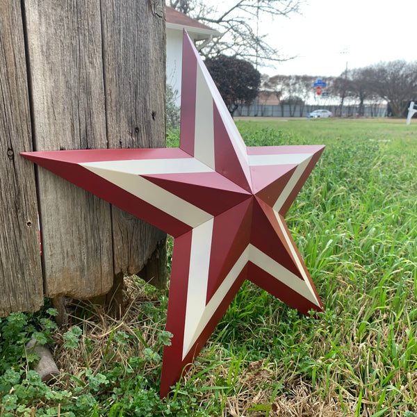 12",16",24",30",36" RED WHITE METAL BARN STAR METAL WALL ART HANDMADE
