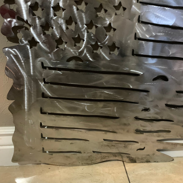 TATTERED USA AMERICAN FLAG RAW METAL LASERCUT HANDMADE WESTERN HOME DECOR BRAND NEW