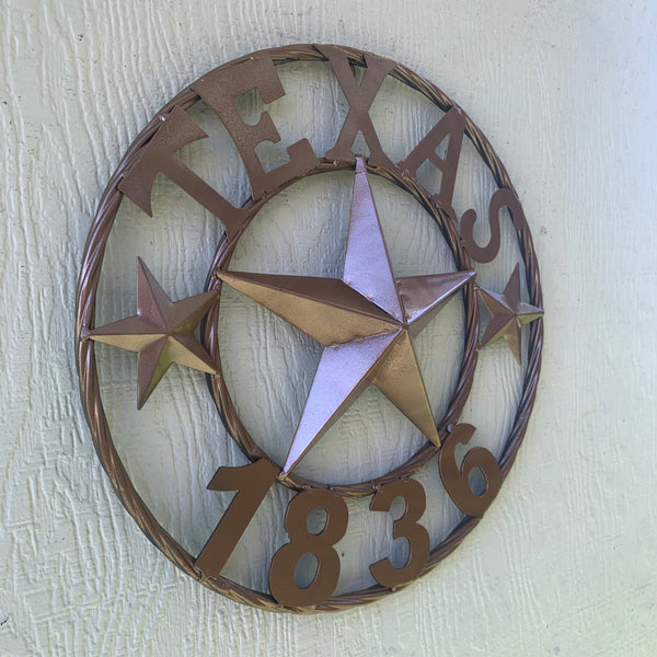16", 20", 24", 32" TEXAS 1836 HAMMERED COPPER  BARN STAR METAL WALL WESTERN HOME DECOR RED WHITE BLUE ART