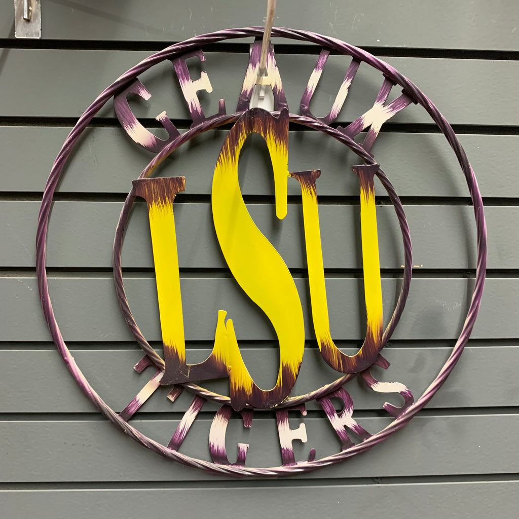 12",18",24",32" LSU GEAUX TIGERS METAL CUSTOM VINTAGE CRAFT TEAM ART