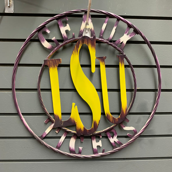 12",18",24",32" LSU GEAUX TIGERS METAL CUSTOM VINTAGE CRAFT TEAM ART