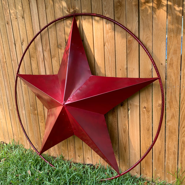 24",32",36" CRANBERRY RED STAR BARN METAL LONESTAR TWISTED ROPE RING WALL ART WESTERN HOME DECOR BRAND NEW