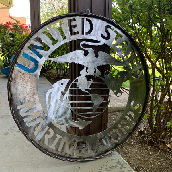24" US MARINE CORPS MILITARY LASERCUT RAW METAL WALL ART WESTERN HOME DECOR HANDMADE NO PAINT
