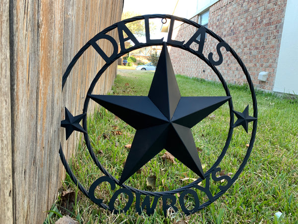 DALLAS COWBOYS RUSTIC BLACK BARN STAR CUSTOM METAL VINTAGE LONE STAR WESTERN HOME DECOR HANDMADE #EH12204