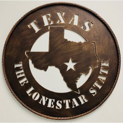 24” Texas The Lone Star State Metal Wall Art Western Home Decor Vintage Rustic Bronze Art New
