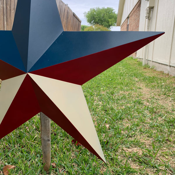16",24",36" RED WHITE & BLUE METAL BARN STAR METAL WALL ART WESTERN HOME DECOR HANDMADE NEW ART #EH12939