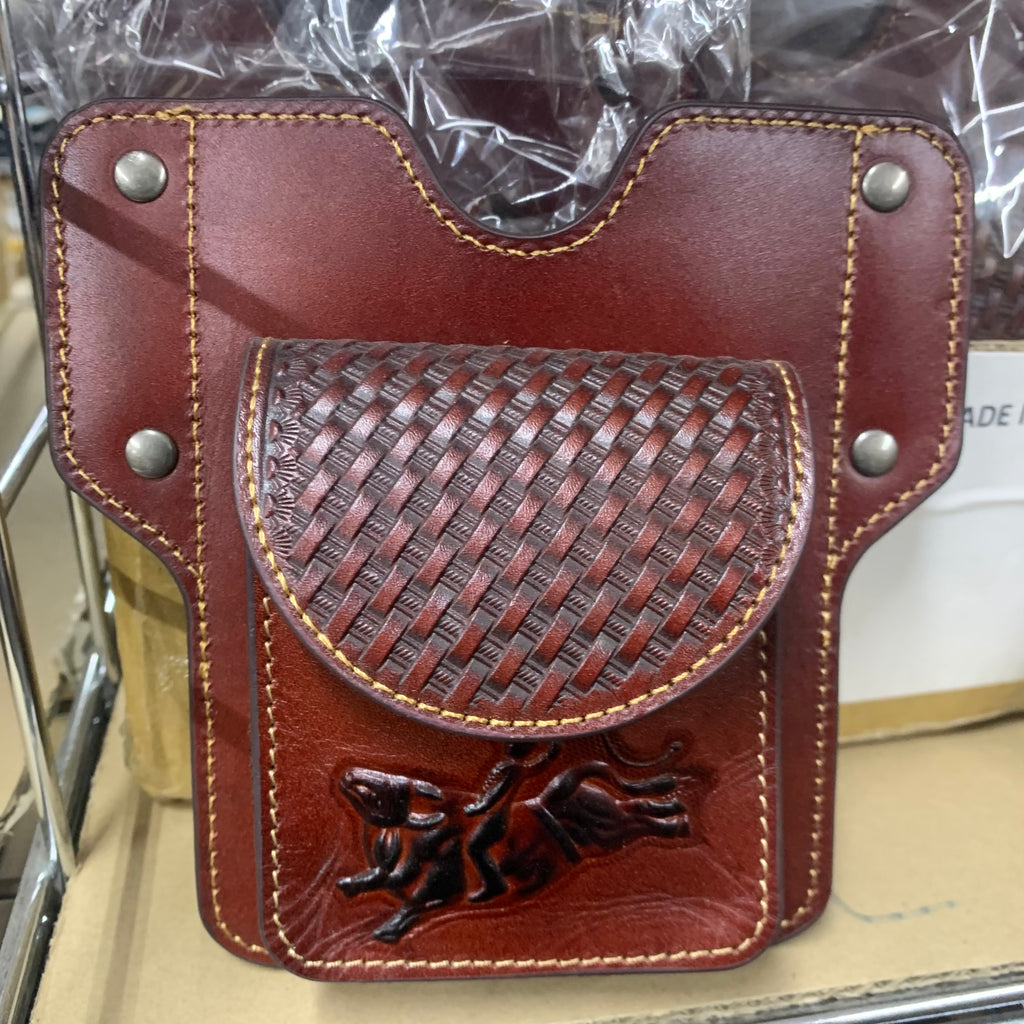 7" x 6" GENUINE LEATHER SHOOTING POUCH BELT LOOP HANDMADE NEW -- FREE SHIPPING