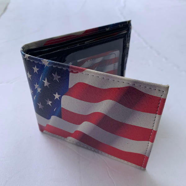 5" USA FLAG AMERICANA WALLET LEATHER BIFOLD WALLET
