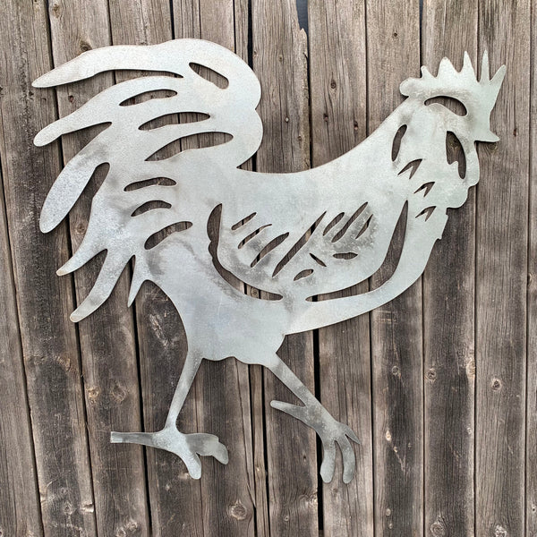 28"  X 28" CUSTOM ROOSTER LASERCUT ART WITH RING DESIGN WESTERN METAL ANIMAL ART HOME WALL DECOR BRAND NEW