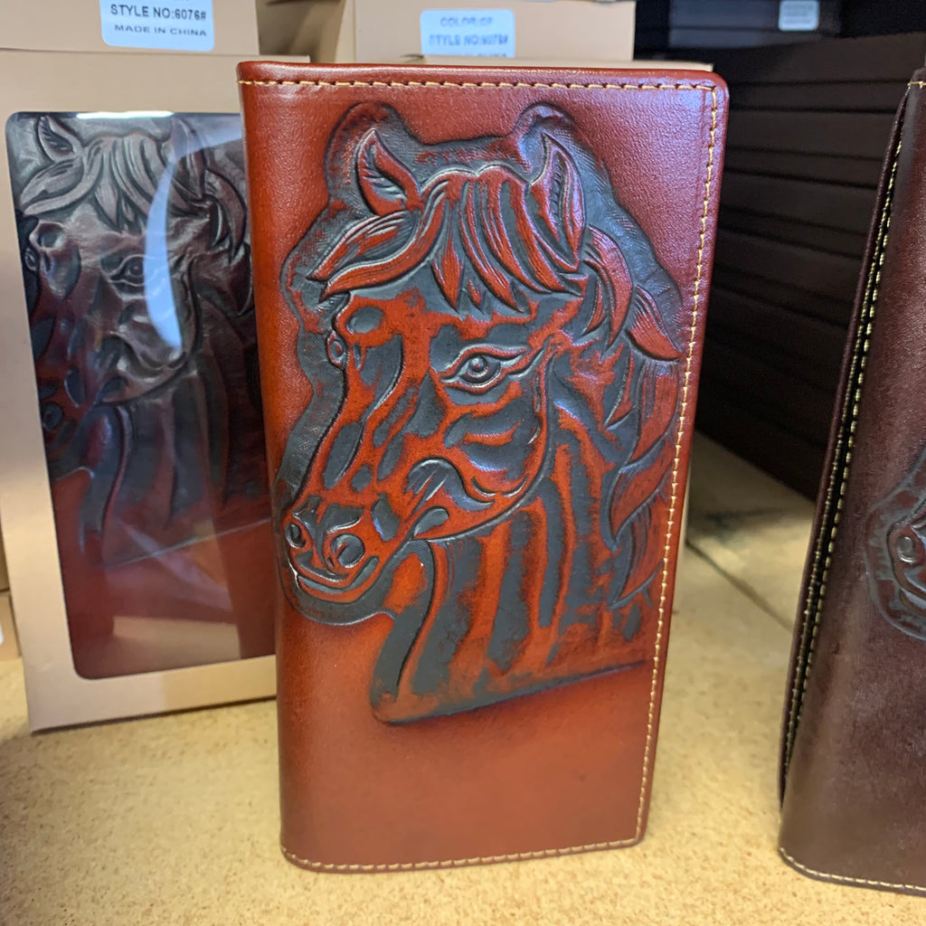 GENUINE LEATHER WESTERN CHECKBOOK MEN'S WALLET WESTERN FASHION