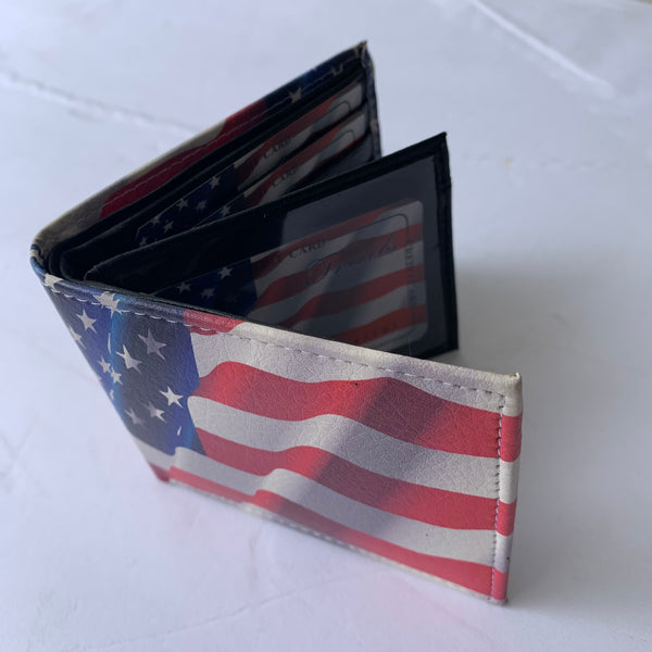 5" USA FLAG AMERICANA WALLET LEATHER BIFOLD WALLET