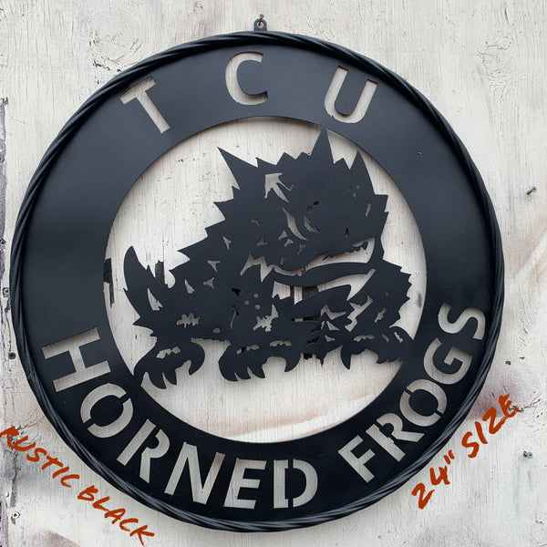 TCU HORNED FROGS CUSTOM BLACK METAL VINTAGE CRAFT SIGN HANDMADE