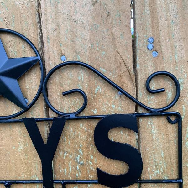 16"x10" LONESTAR KEYS HOLDER METAL HOOKS HANDMADE USA WALL ART METAL WESTERN HOME DECOR NEW BLACK