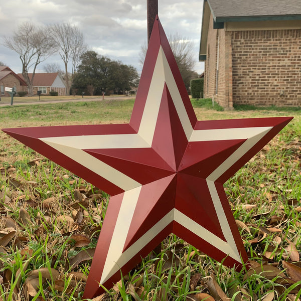 12",16",24",30",36" RED WHITE METAL BARN STAR METAL WALL ART HANDMADE