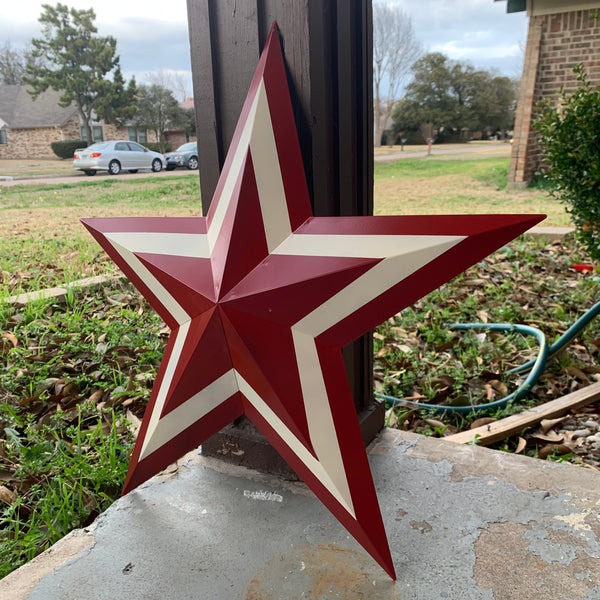 12",16",24",30",36" RED WHITE METAL BARN STAR METAL WALL ART HANDMADE