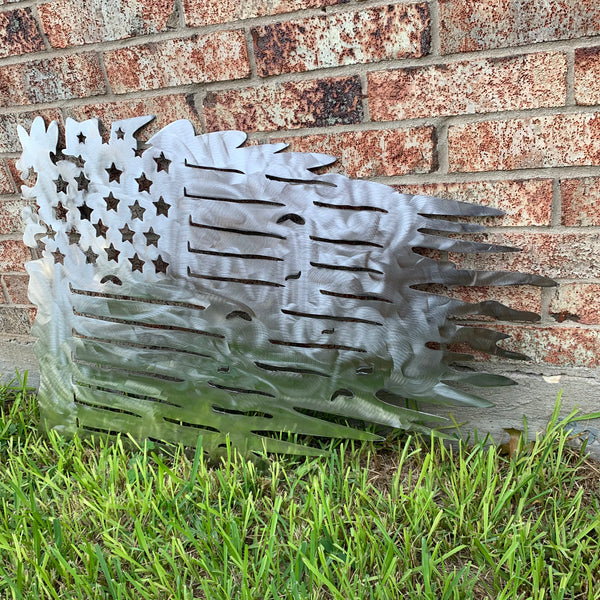 TATTERED USA AMERICAN FLAG RAW METAL LASERCUT HANDMADE WESTERN HOME DECOR BRAND NEW