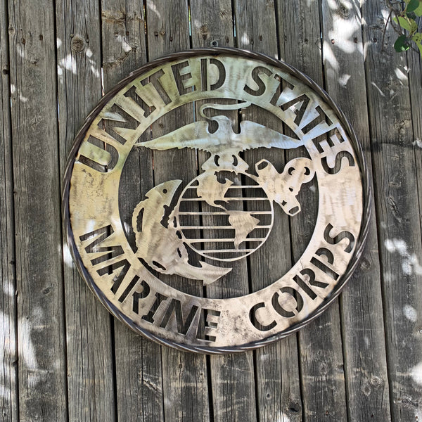 24" US MARINE CORPS MILITARY LASERCUT RAW METAL WALL ART WESTERN HOME DECOR HANDMADE NO PAINT
