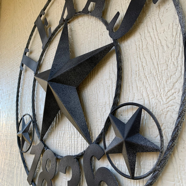 20" DISTRESSED BLACK TEXAS 1836 BARN LONE STAR TWO TONE METAL ART WESTERN HOME DECOR VINTAGE RUSTIC DARK BRONZE NEW