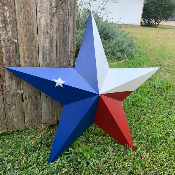 12",16",24",32",36" RED WHITE & BLUE METAL BARN STAR METAL WALL ART WESTERN HOME DECOR VINTAGE RUSTIC ART