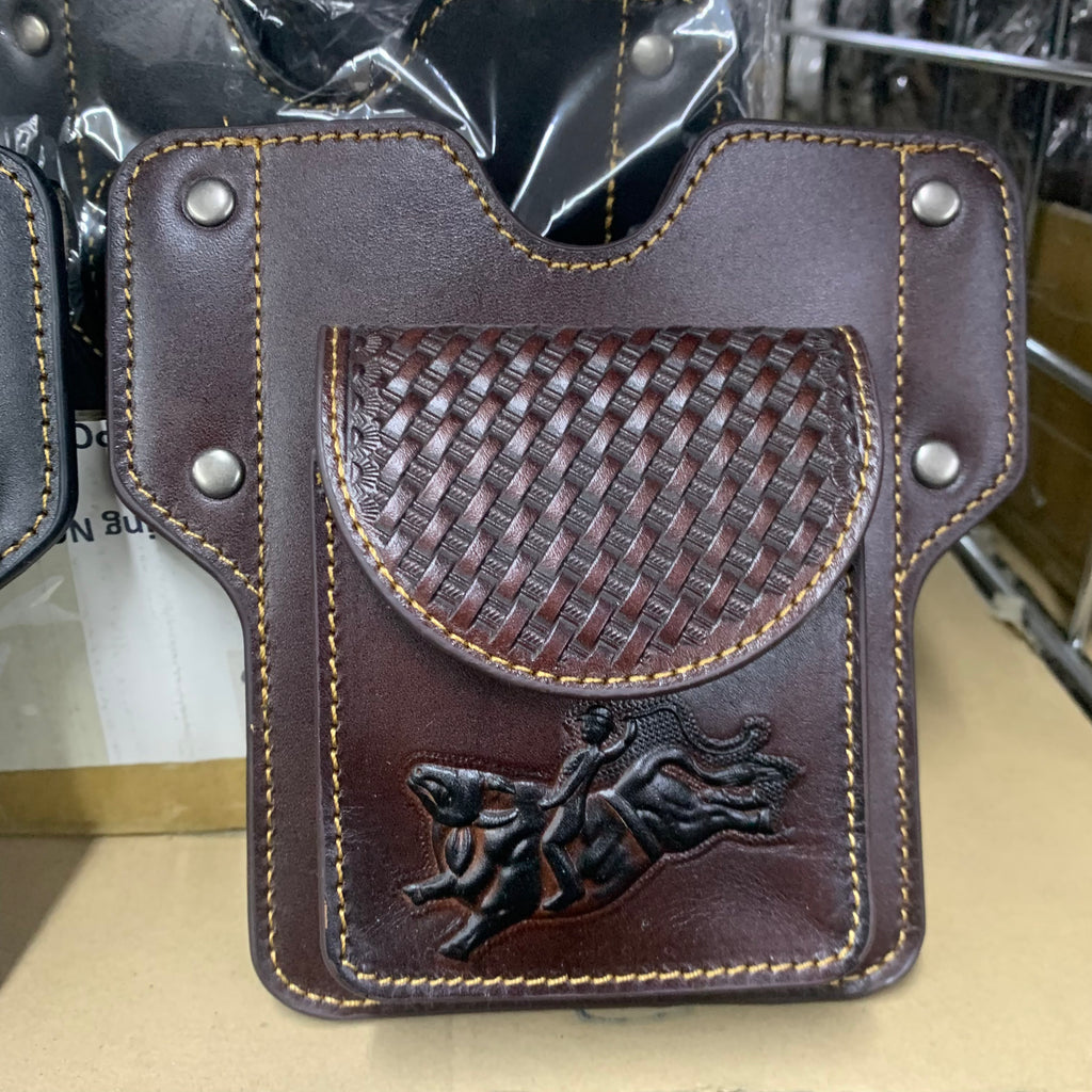 7" x 6" GENUINE LEATHER SHOOTING POUCH BELT LOOP HANDMADE NEW -- FREE SHIPPING