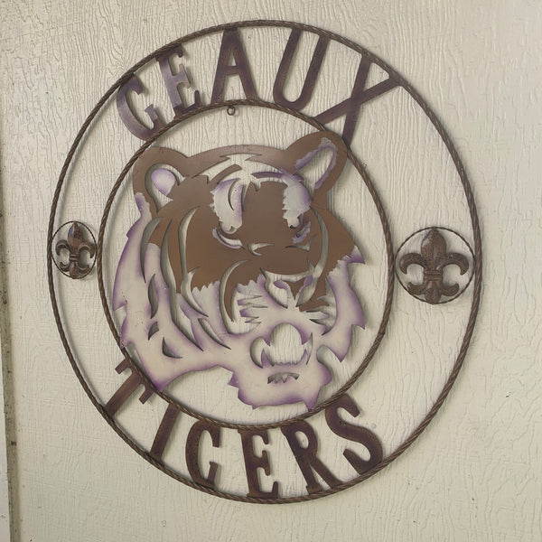 12",18", 24", 32", 36" GEAUX TIGERS CUSTOM METAL VINTAGE CRAFT SIGN TEAM HANDMADE