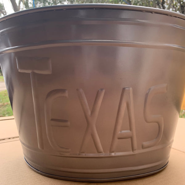 18" TEXAS BUCKET SILVER METAL OVAL TUB WESTERN HOME DECOR METAL ART--BRAND NEW