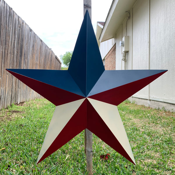 16",24",36" RED WHITE & BLUE METAL BARN STAR METAL WALL ART WESTERN HOME DECOR HANDMADE NEW ART #EH12939