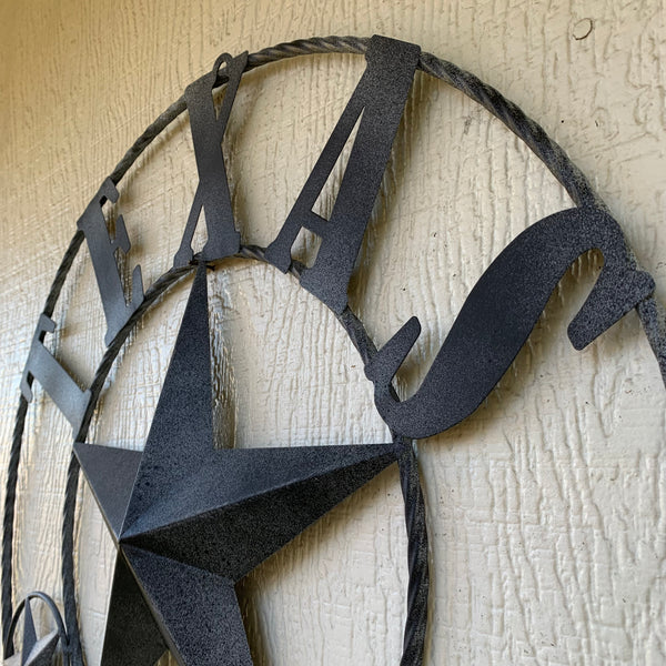 20" DISTRESSED BLACK TEXAS 1836 BARN LONE STAR TWO TONE METAL ART WESTERN HOME DECOR VINTAGE RUSTIC DARK BRONZE NEW
