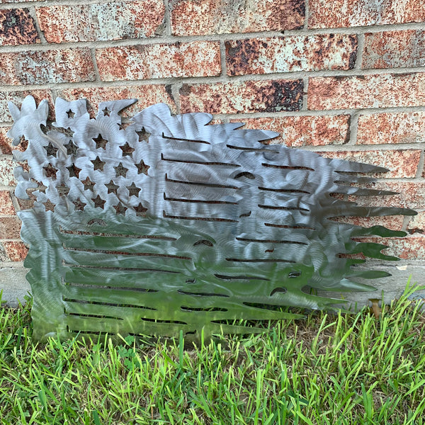 TATTERED USA AMERICAN FLAG RAW METAL LASERCUT HANDMADE WESTERN HOME DECOR BRAND NEW