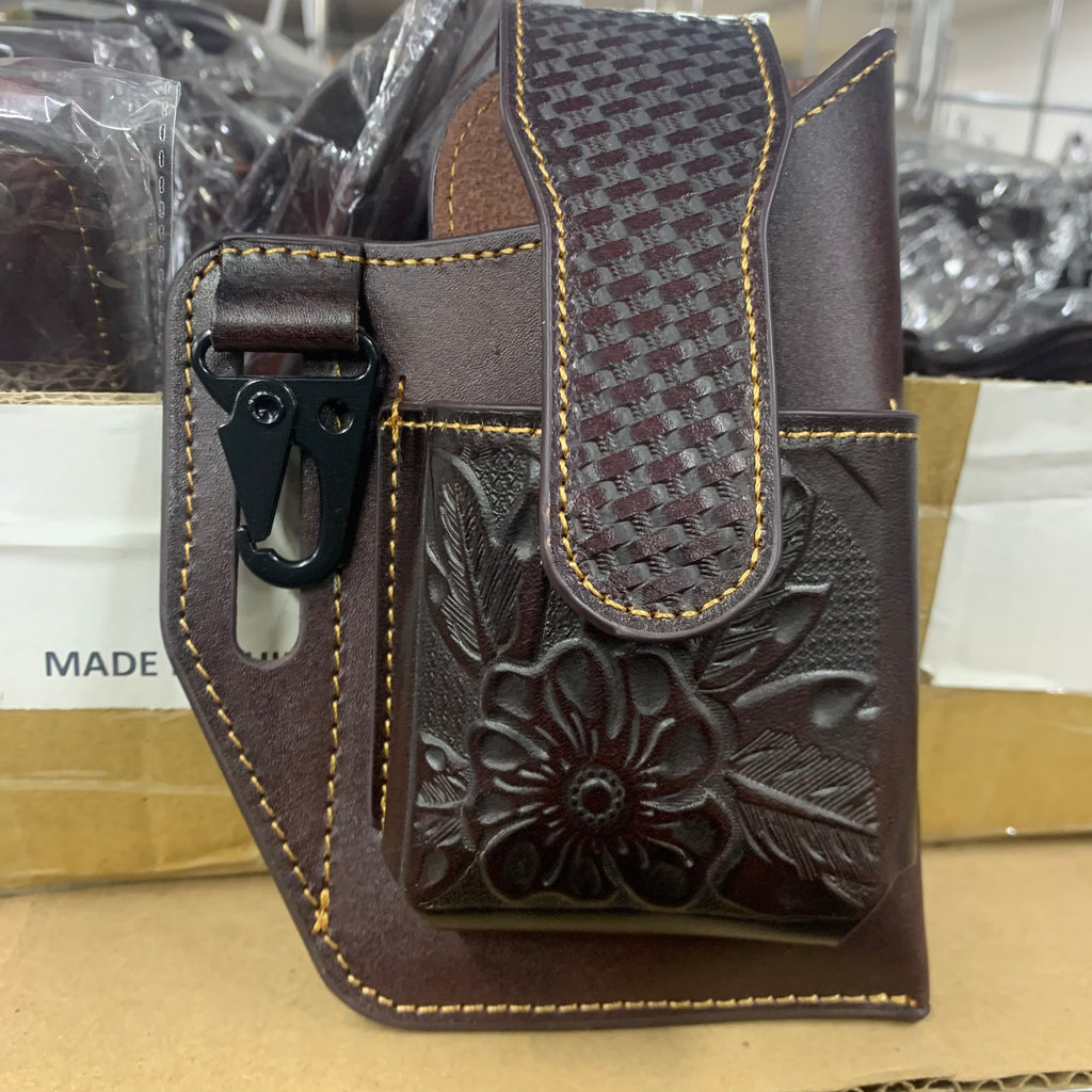 7" x 6" GENUINE LEATHER SHOOTING POUCH BELT LOOP HANDMADE NEW -- FREE SHIPPING