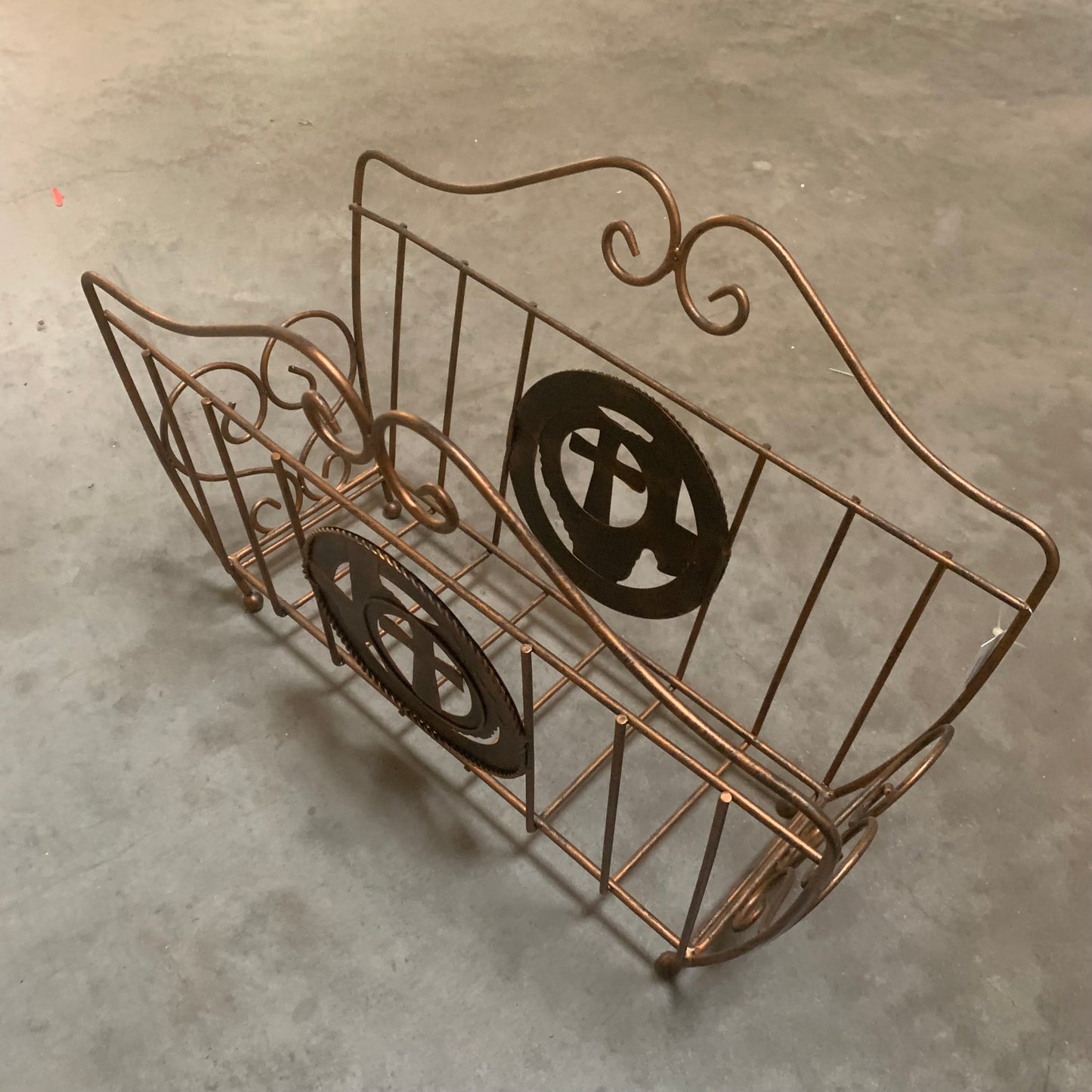 16" CROSS TEXAS MAP MAGAZINE HOLDER RACK WESTERN HOME DECOR METAL NEW ART #EH12037