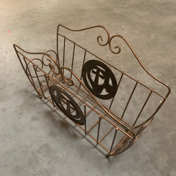 16" CROSS TEXAS MAP MAGAZINE HOLDER RACK WESTERN HOME DECOR METAL NEW ART #EH12037