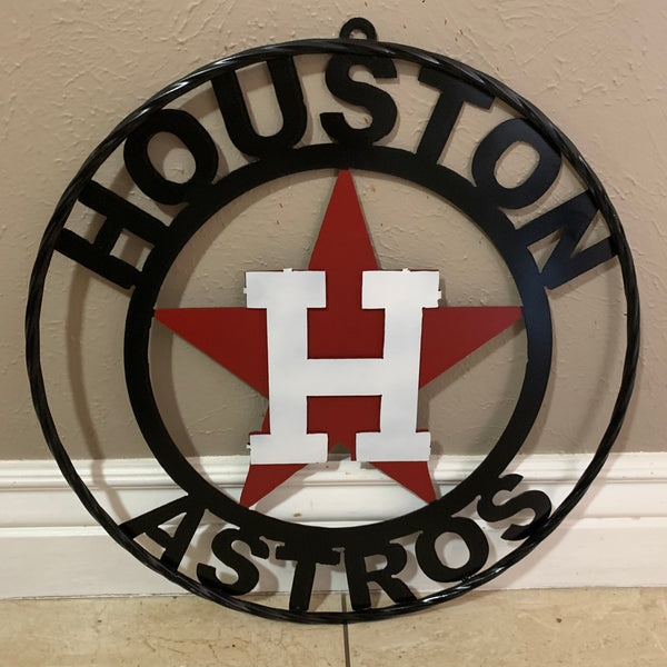 12",18",24",32",36" HOUSTON ASTROS ORANGE WHITE & BLACK CUSTOM METAL VINTAGE CRAFT WALL ART