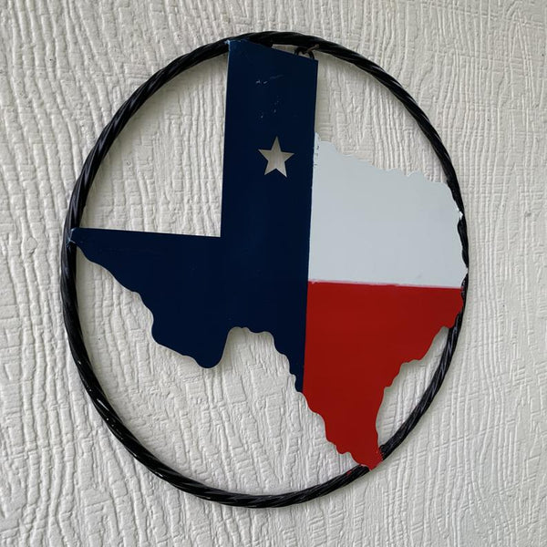 #BC8065 6",9",12"  TEXAS METAL STATE OF TEXAS MAP RED WHITE BLUE WALL ART WESTERN HOME DECOR NEW DECOR