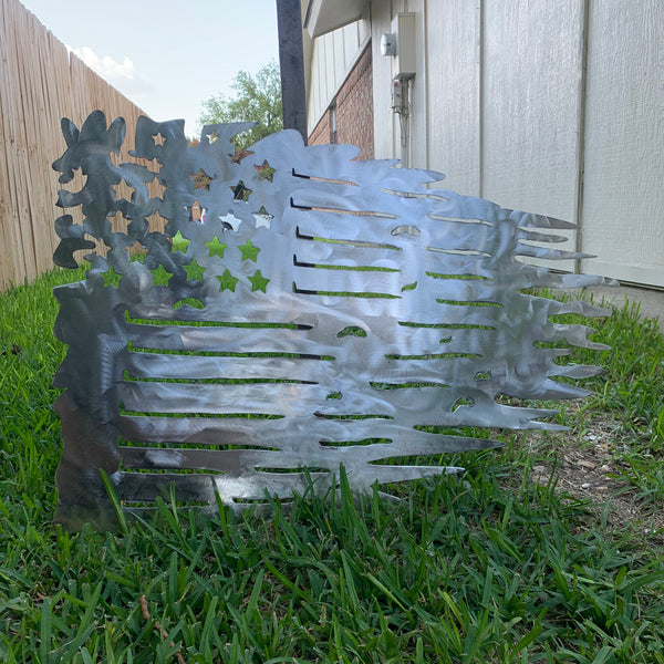 TATTERED USA AMERICAN FLAG RAW METAL LASERCUT HANDMADE WESTERN HOME DECOR BRAND NEW