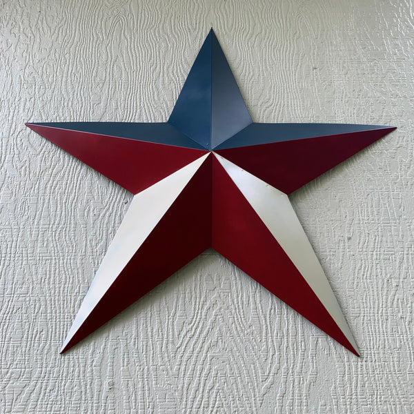 16",24",36" RED WHITE & BLUE METAL BARN STAR METAL WALL ART WESTERN HOME DECOR HANDMADE NEW ART #EH12939