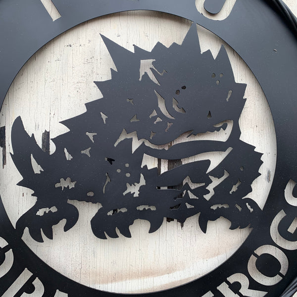 TCU HORNED FROGS CUSTOM BLACK METAL VINTAGE CRAFT SIGN HANDMADE