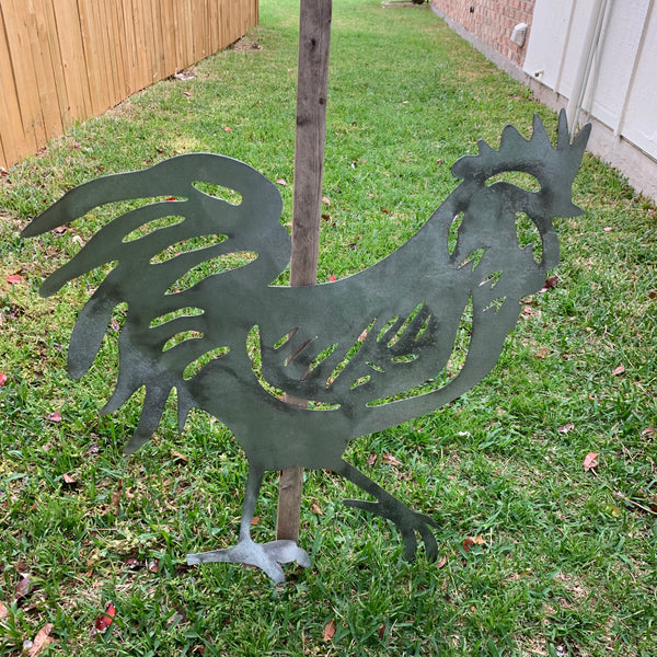 28"  X 28" CUSTOM ROOSTER LASERCUT ART WITH RING DESIGN WESTERN METAL ANIMAL ART HOME WALL DECOR BRAND NEW