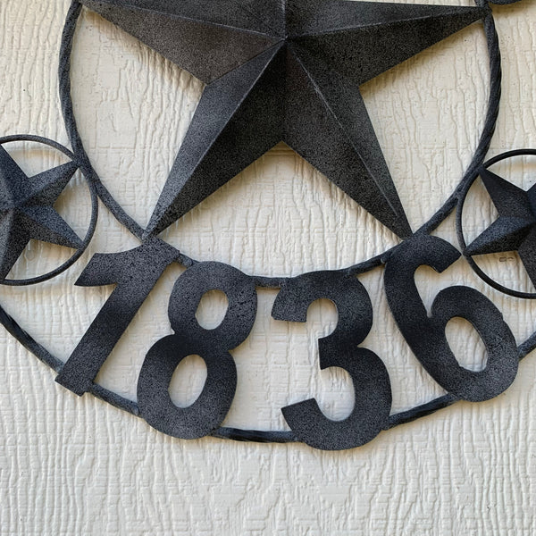 20" DISTRESSED BLACK TEXAS 1836 BARN LONE STAR TWO TONE METAL ART WESTERN HOME DECOR VINTAGE RUSTIC DARK BRONZE NEW