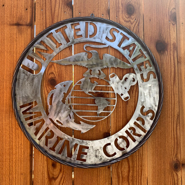24" US MARINE CORPS MILITARY LASERCUT RAW METAL WALL ART WESTERN HOME DECOR HANDMADE NO PAINT