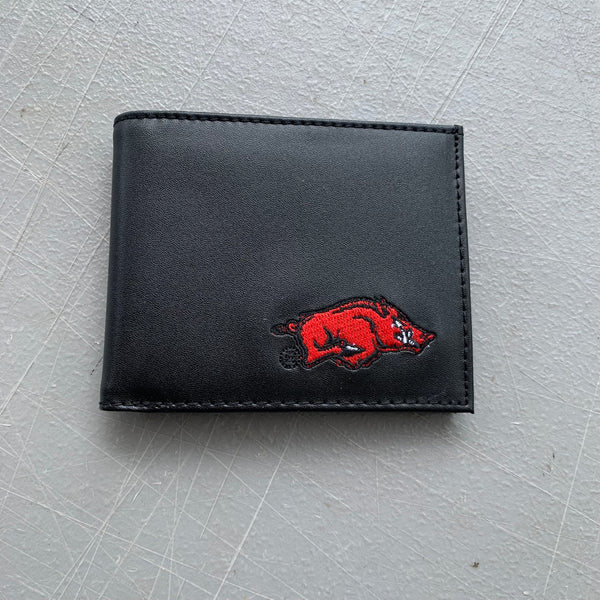 5" ARKANSAS RAZORBACKS CUSTOM LEATHER WALLET BIFOLD STYLE NEW-- FREE SHIPPING