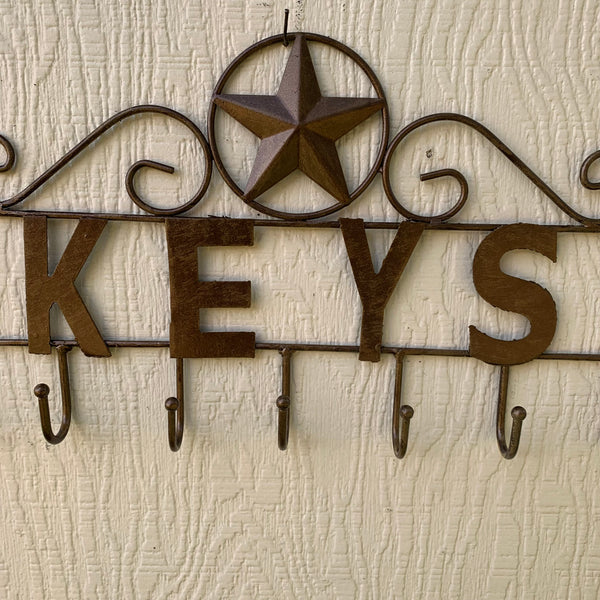 16"x10" LONESTAR KEYS HOLDER METAL HOOKS HANDMADE USA WALL ART METAL WESTERN HOME DECOR NEW BRONZE