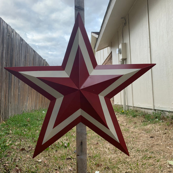 12",16",24",30",36" RED WHITE METAL BARN STAR METAL WALL ART HANDMADE
