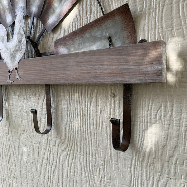 24" GALVANIZED HALF WINDMILL WESTERN KEY HOLDER HOOK WALL ART METAL WESTERN HOME DECOR NEW