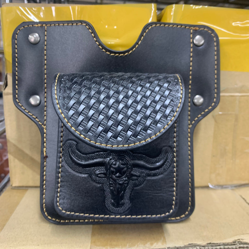7" x 6" GENUINE LEATHER SHOOTING POUCH BELT LOOP HANDMADE NEW -- FREE SHIPPING