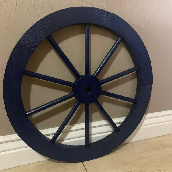 16",24",30" WAGON WHEEL BARN WOOD NAVY BLUE WESTERN HOME DECOR