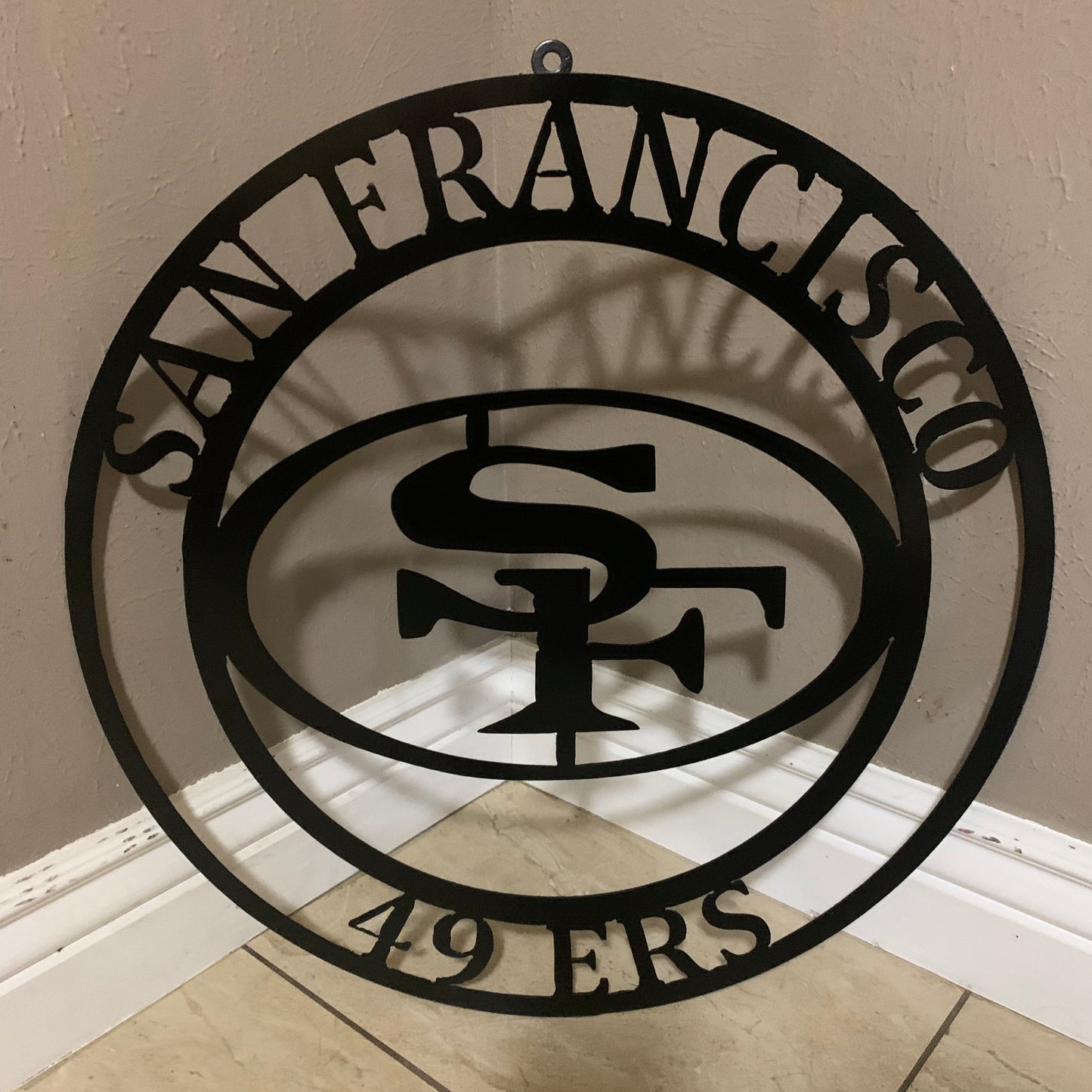 SAN FRANCISCO 49ERS METAL CUSTOM VINTAGE CRAFT TEAM SIGN RUSTIC BLACK HAND MADE IN USA 18",24",36",40",50"