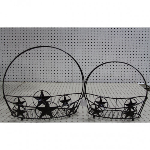 2PCS OVAL BASKET STAR WESTERN HOME DECOR METAL NEW ART--FREE SHIPPING