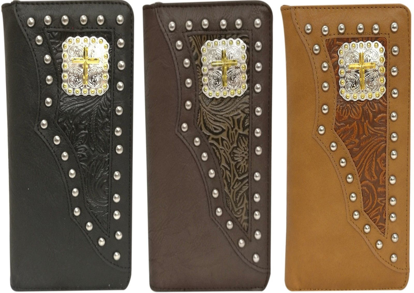 WESTERN CROSS CHECKBOOK BIFOLD MEN'S & WOMEN'S WALLET GENUINE LEATHER NEW