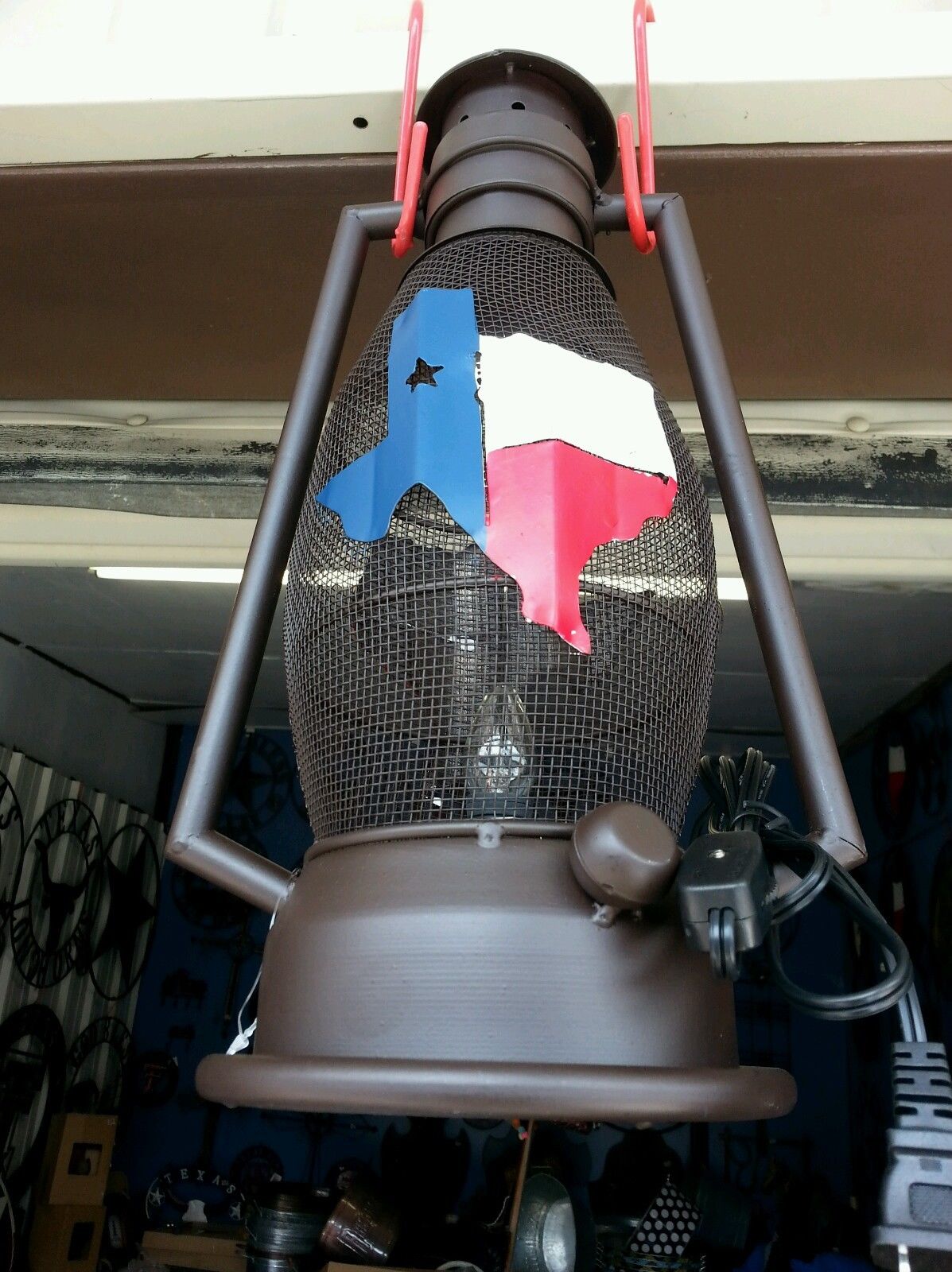 STATE OF TEXAS METAL ART ELECTRIC LANTERN LAMP WESTERN HOME WALL DECOR LIGHTING #EH12734